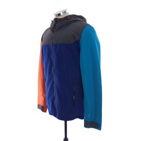 American Eagle Men's Size Large Color Block Blue Orange Full Zip Hooded Jacket - Picture 4 of 12